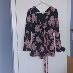 Black Dress with beautiful pink roses